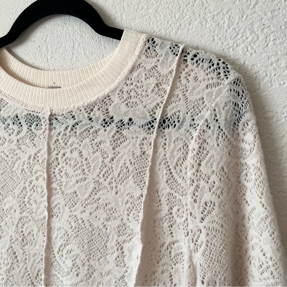 Free People Coffee In The Morning Tunic Crochet Knit Top Chamoix Medium Boho - Picture 4 of 15